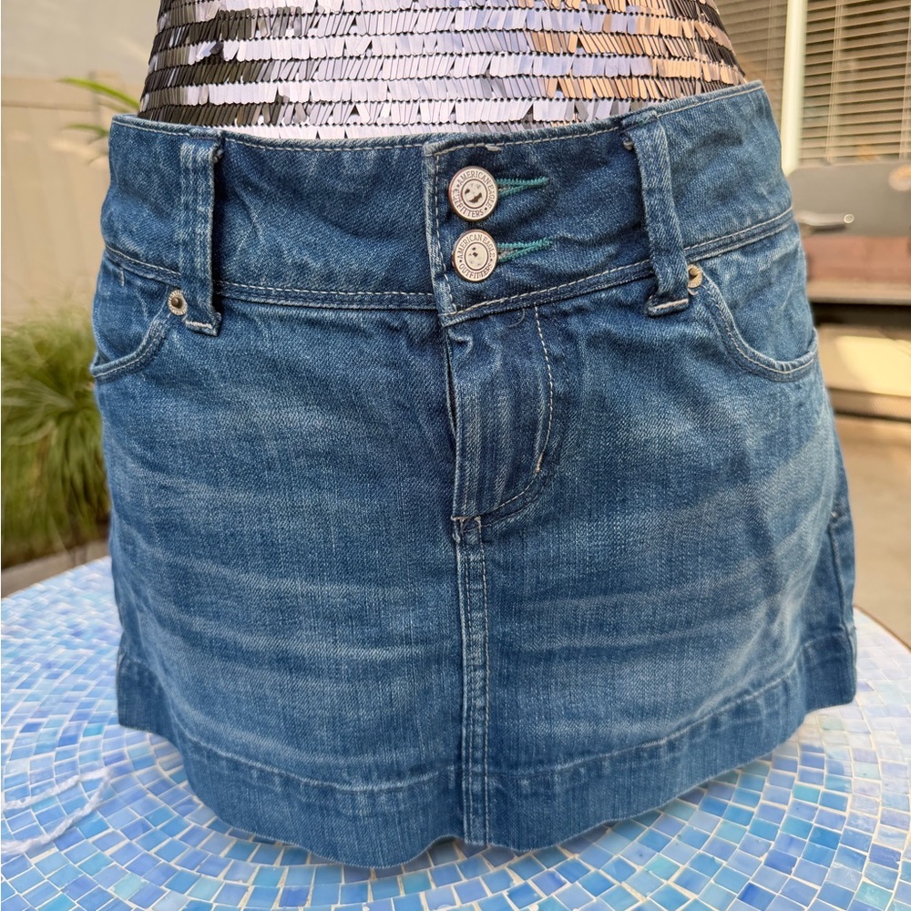 Vintage American Eagle Outfitters Blue Denim Mini Skirt